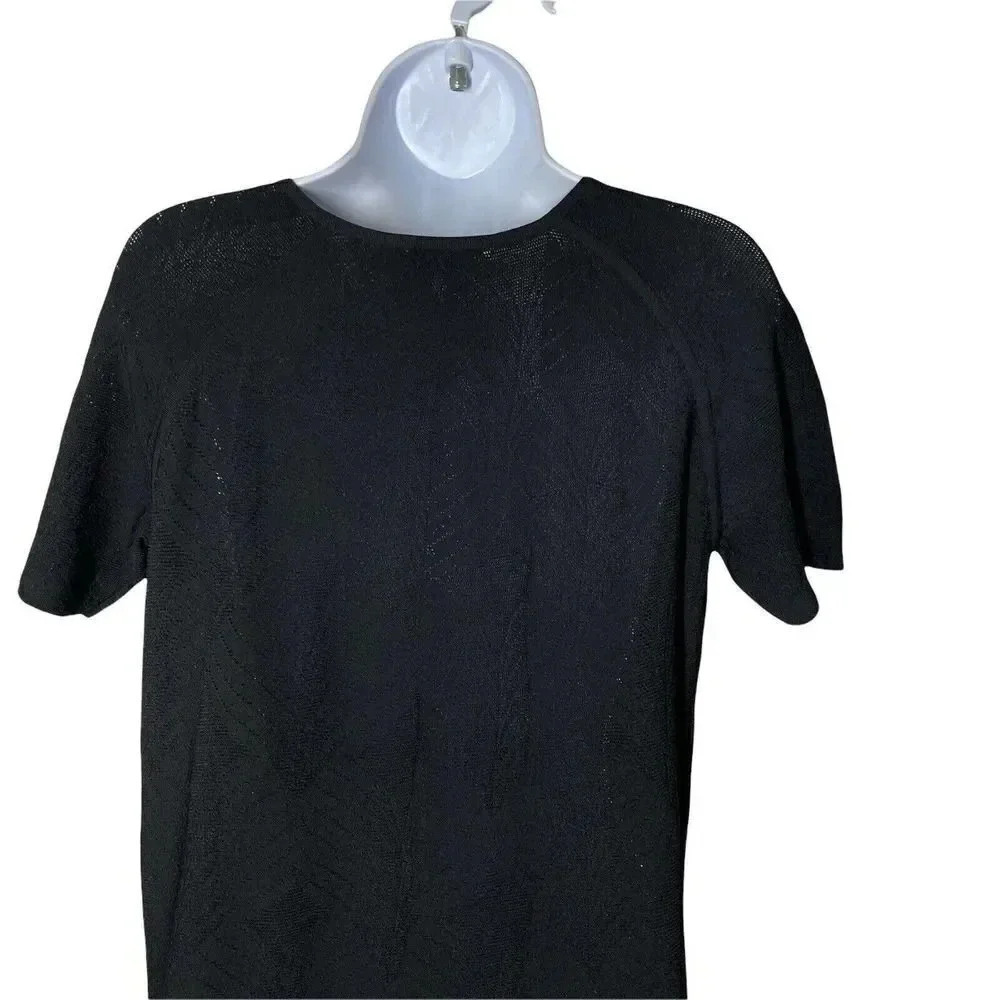 Max Mara Vintage Y2K black mini Dress short sleeve knit fits size small maxmara - Picture 4 of 6